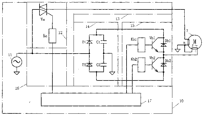 Household electric washing machine driven via power electronic circuit