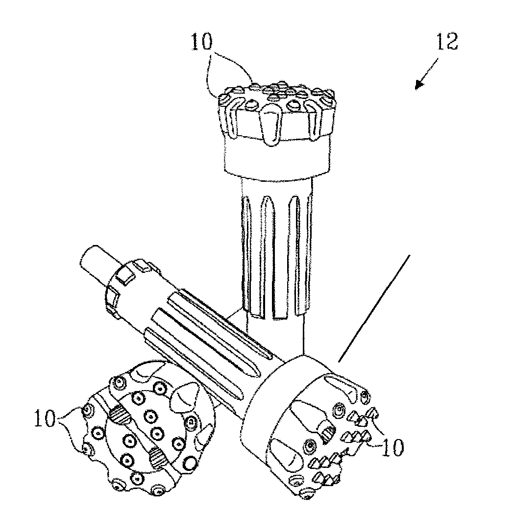 Drill bit for a rock drilling tool with increased toughness and method for increasing the toughness of such drill bits