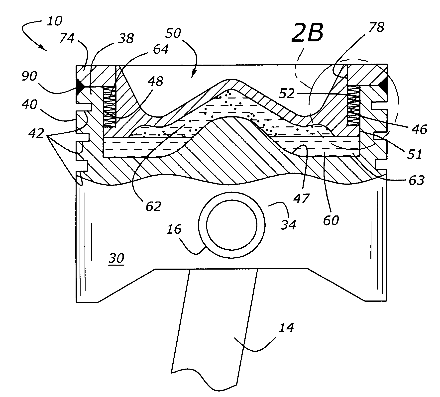 Pressure reactive piston for reciprocating internal combustion engine