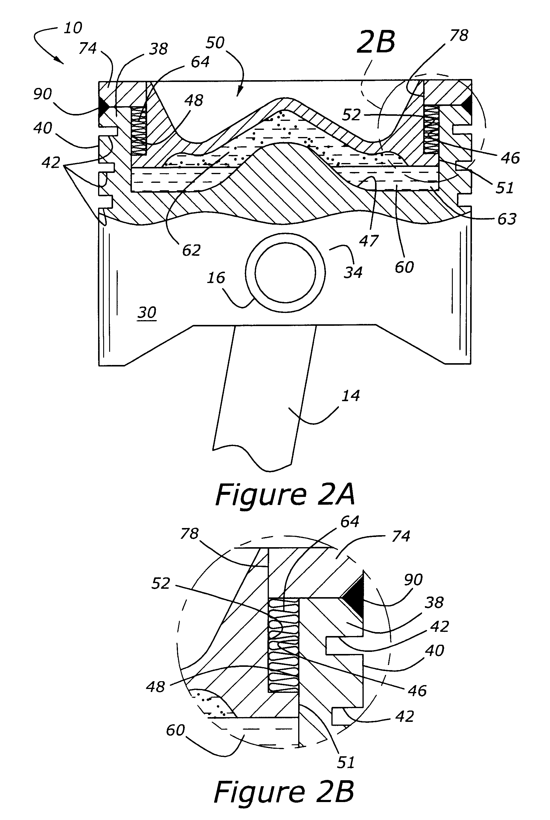 Pressure reactive piston for reciprocating internal combustion engine