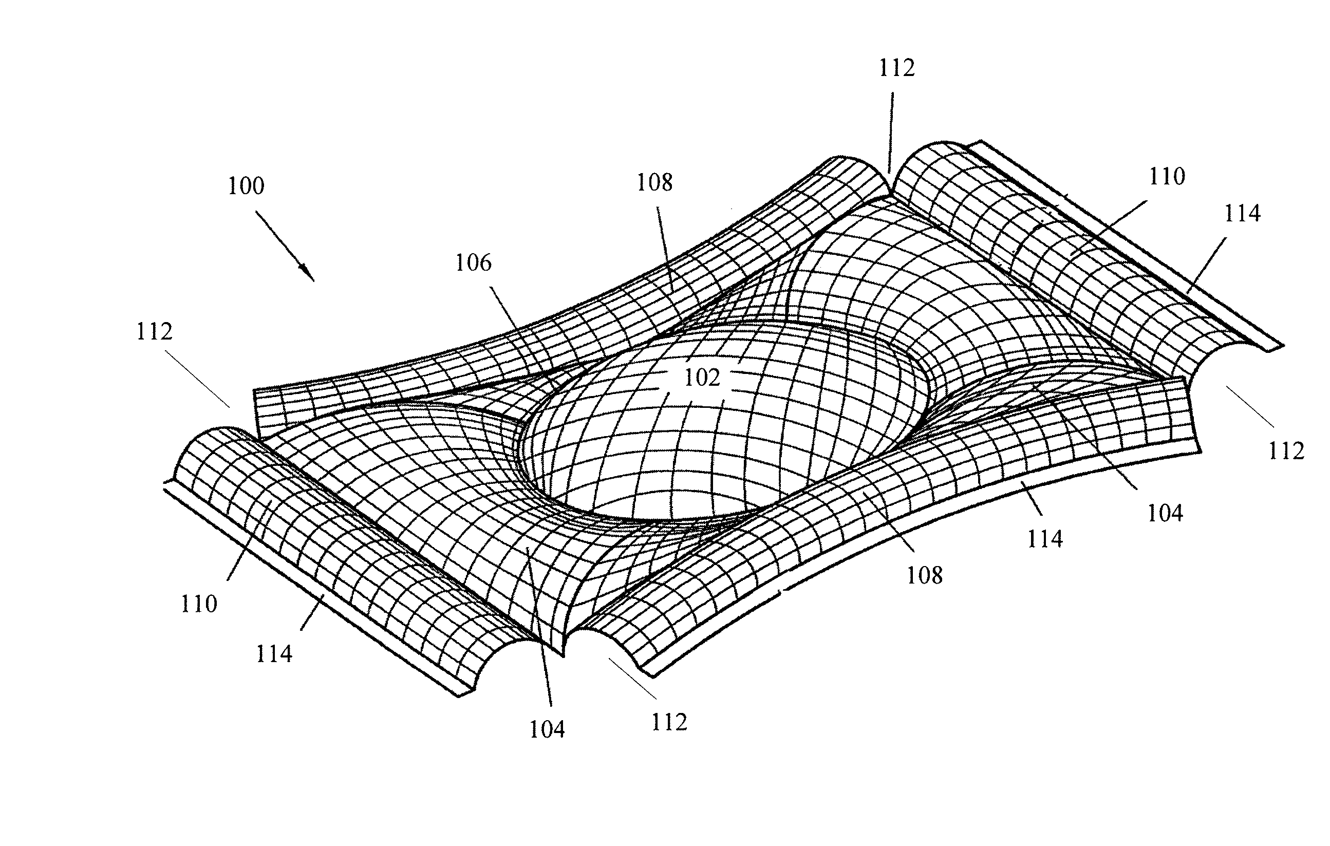 Transducer membrane with symmetrical curvature