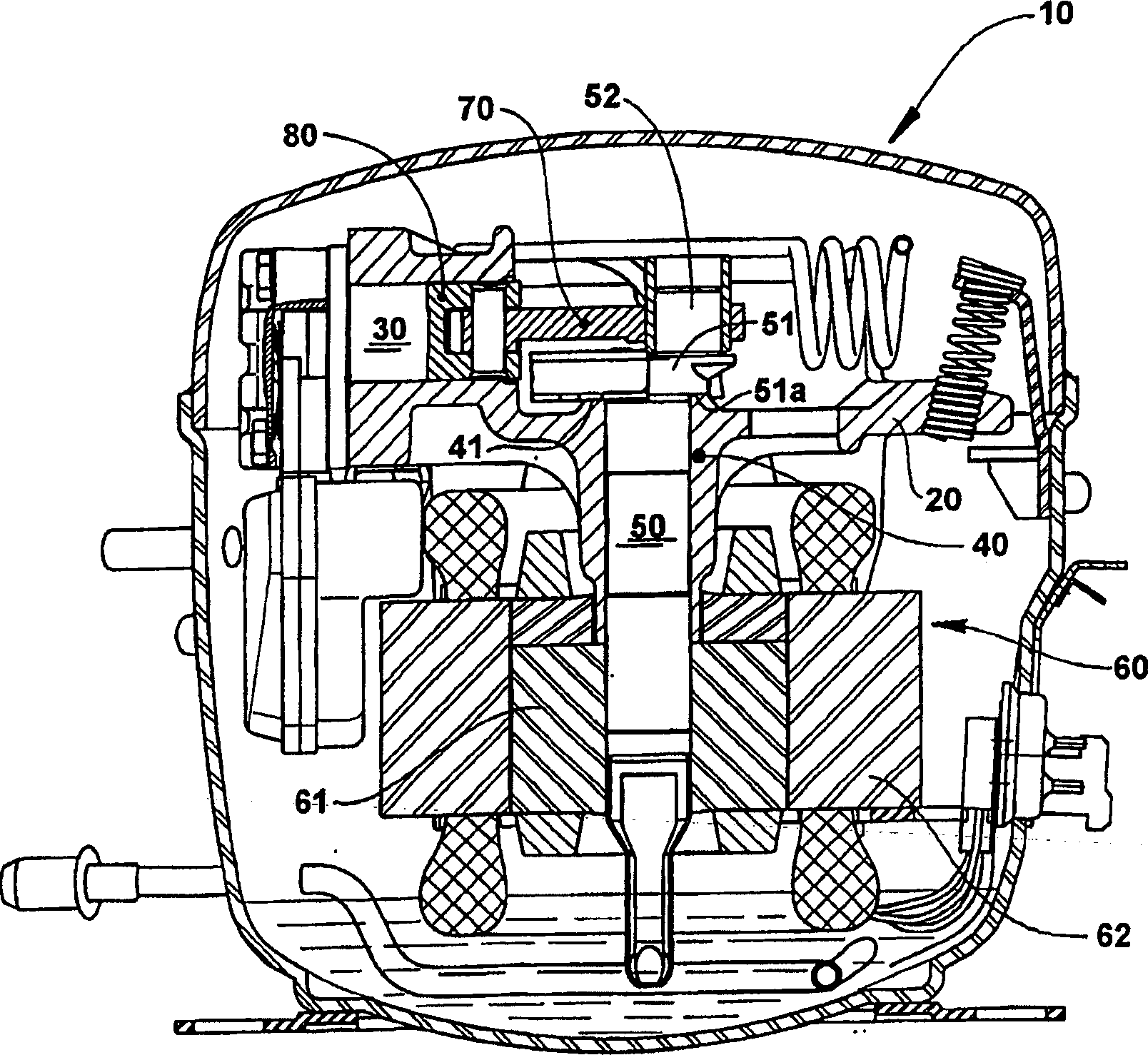 Axial bearing structure for closed compressor