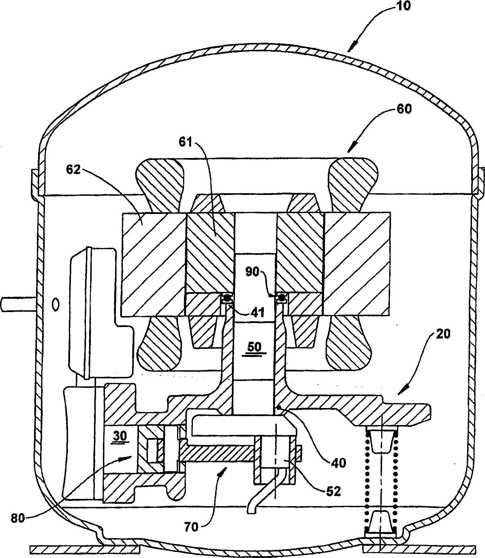 Axial bearing structure for closed compressor