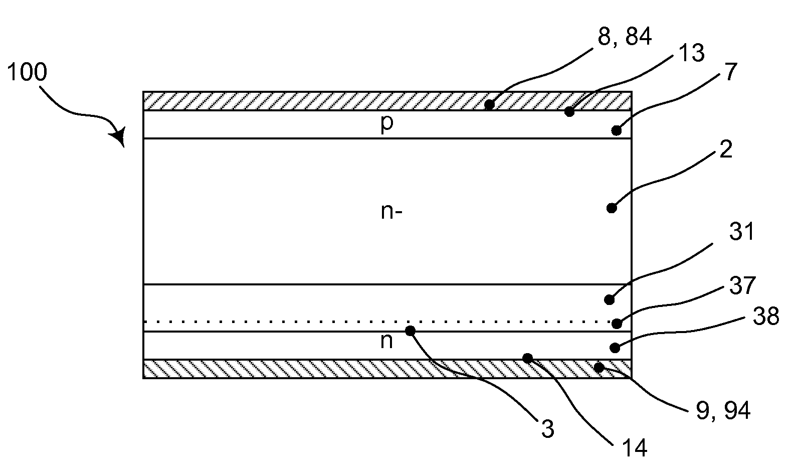 Bipolar punch-through semiconductor device and method for manufacturing such a semiconductor device