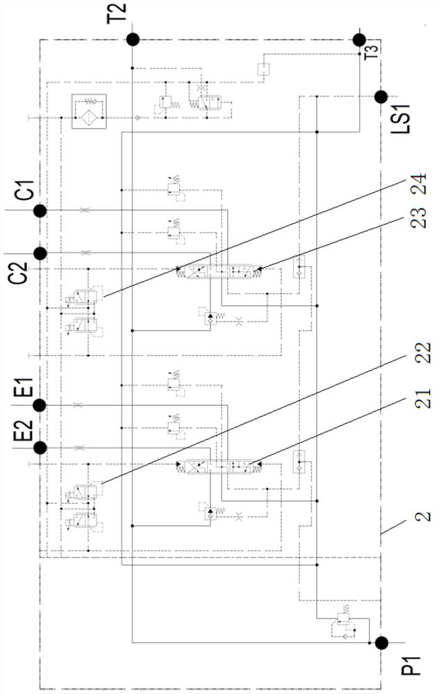 Forklift hydraulic system for overturning large component and control method