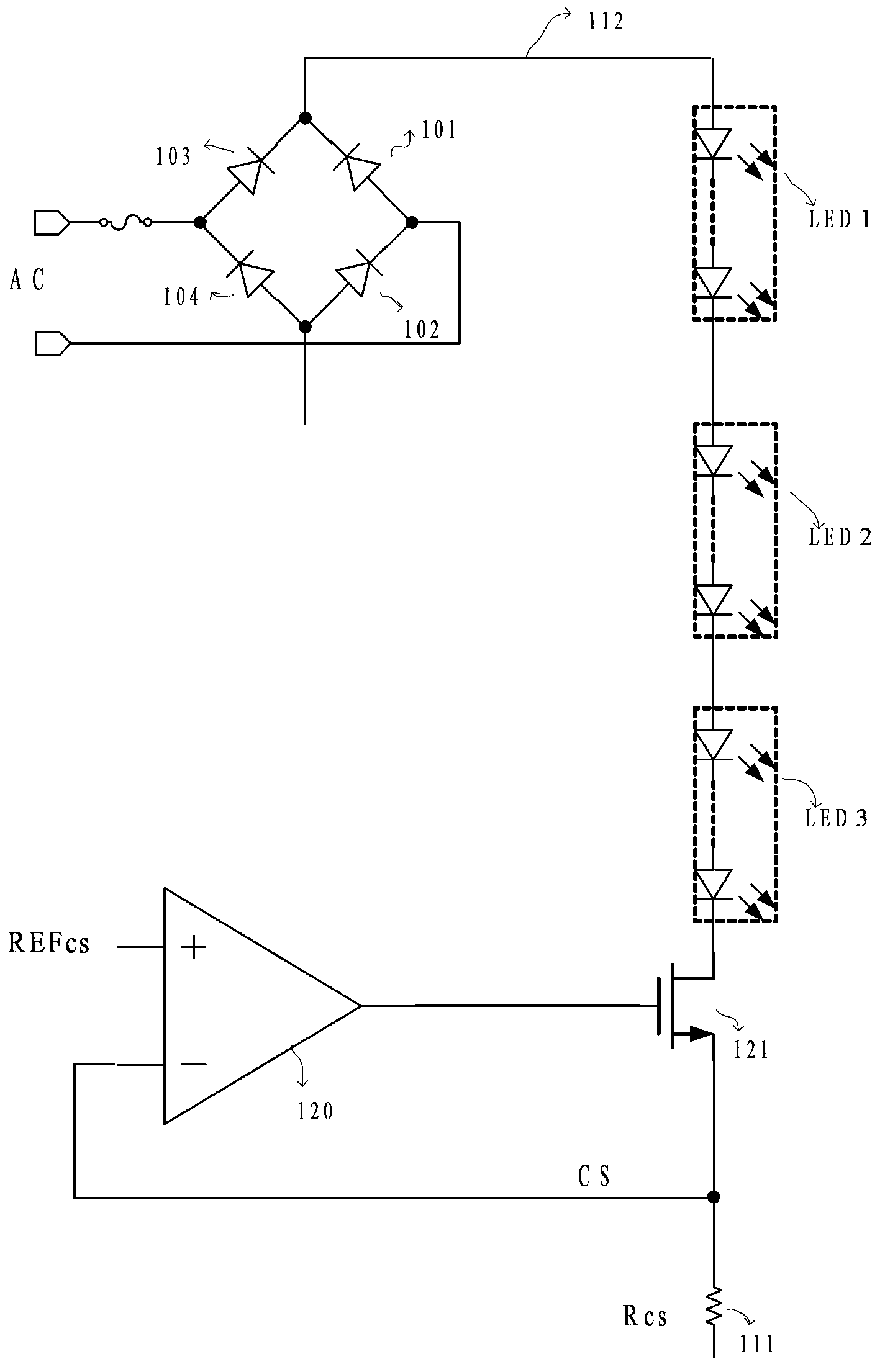 Non-overshoot LED linear constant current drive circuit