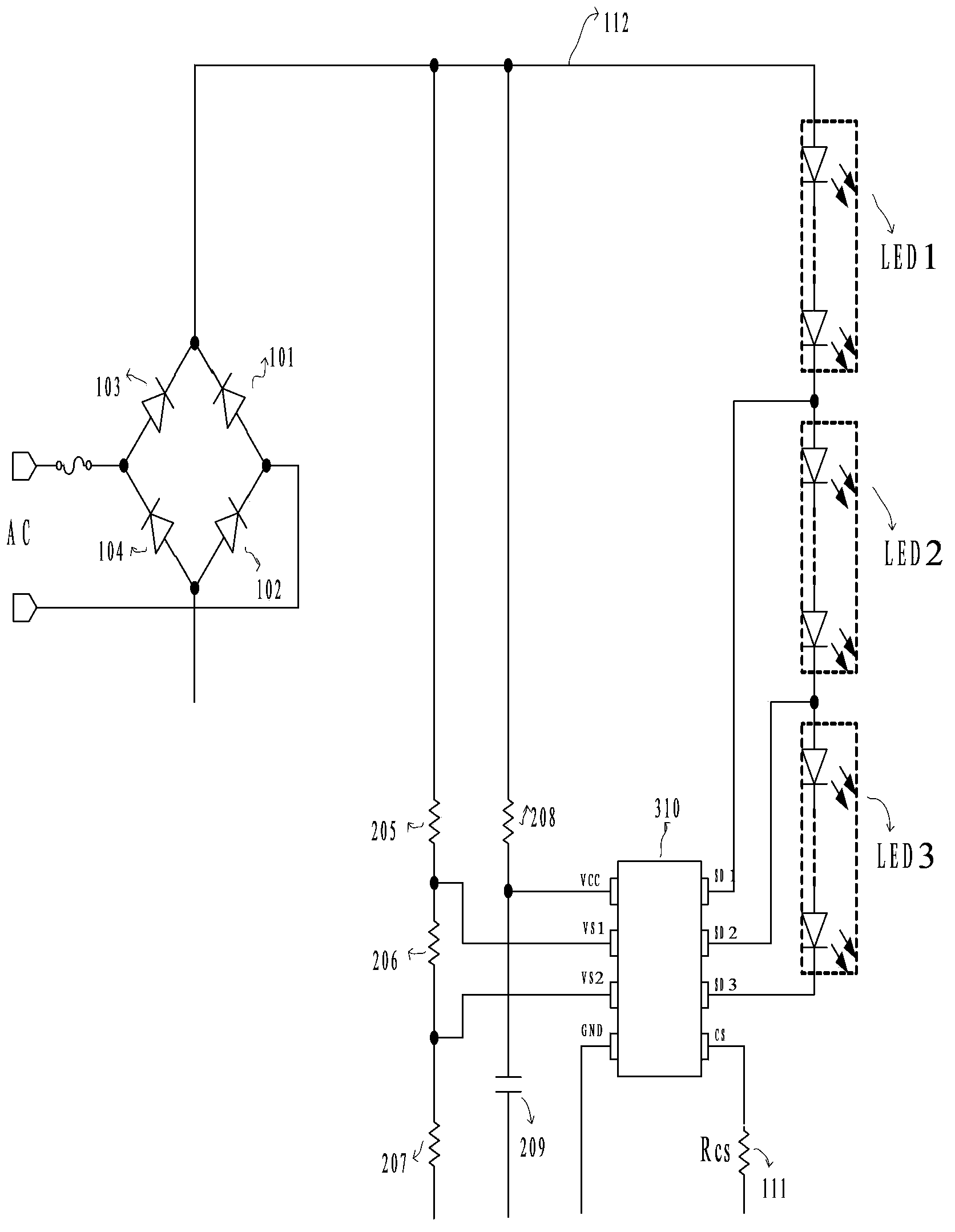 Non-overshoot LED linear constant current drive circuit