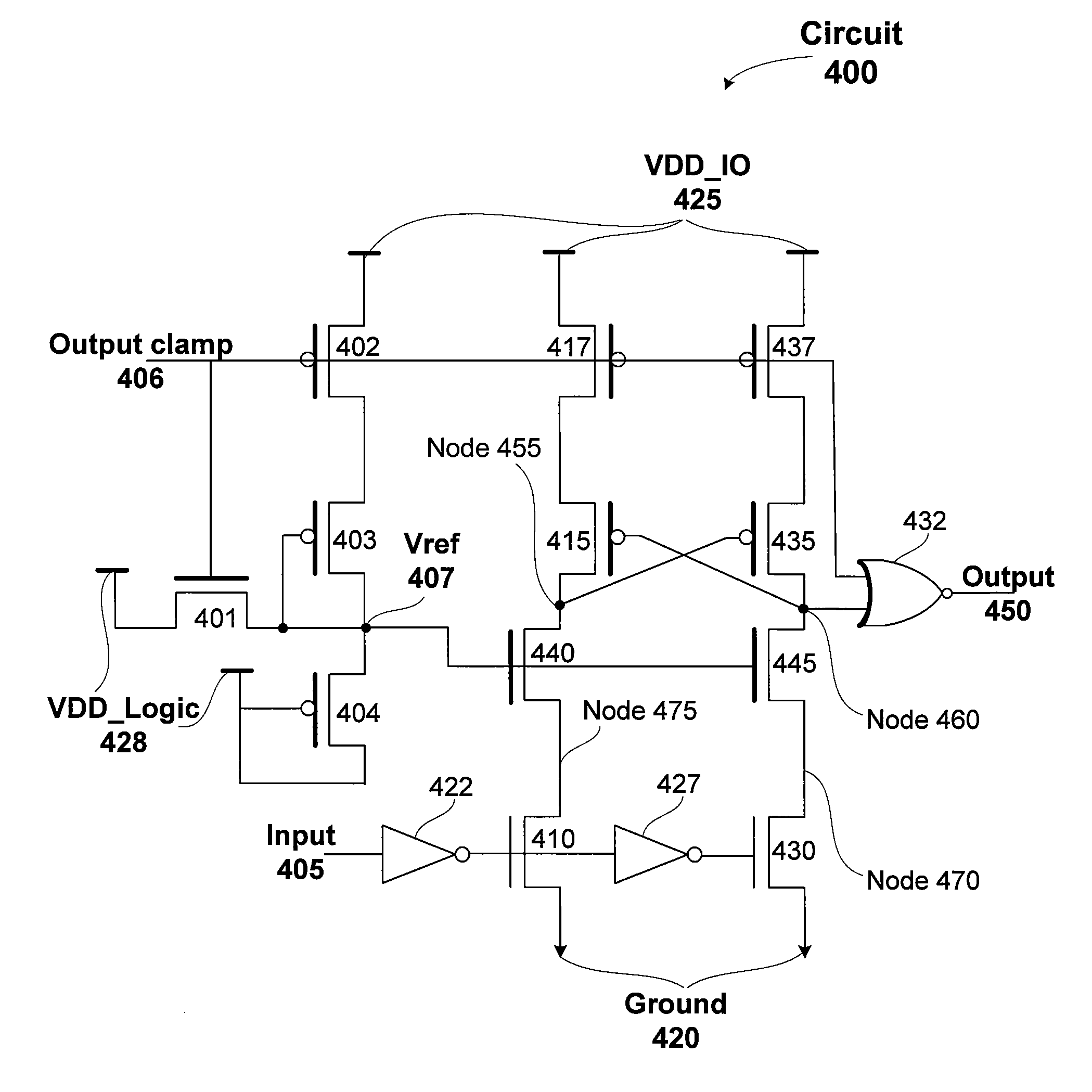 Level shifter circuit to shift signals from a logic voltage to an input/output voltage