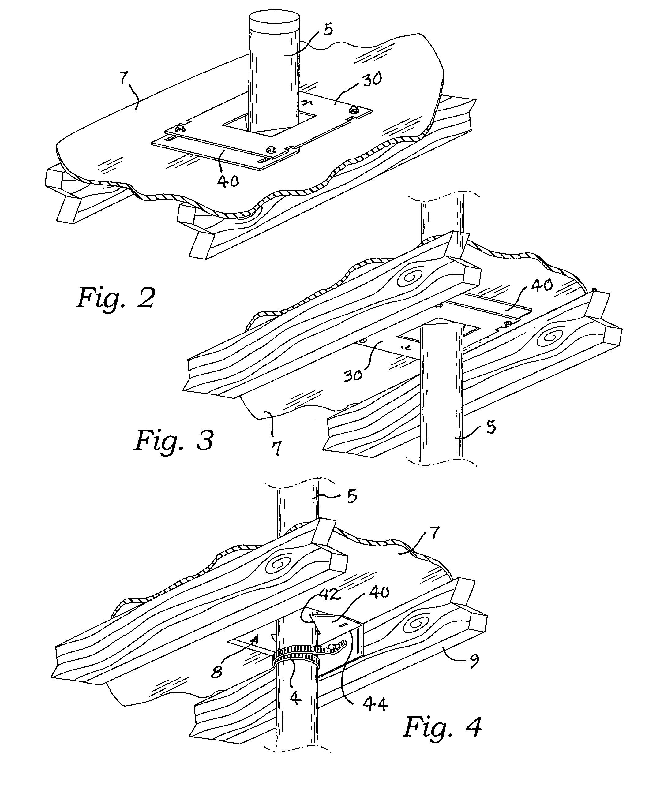 Break-apart assembly for supporting an exhaust flue