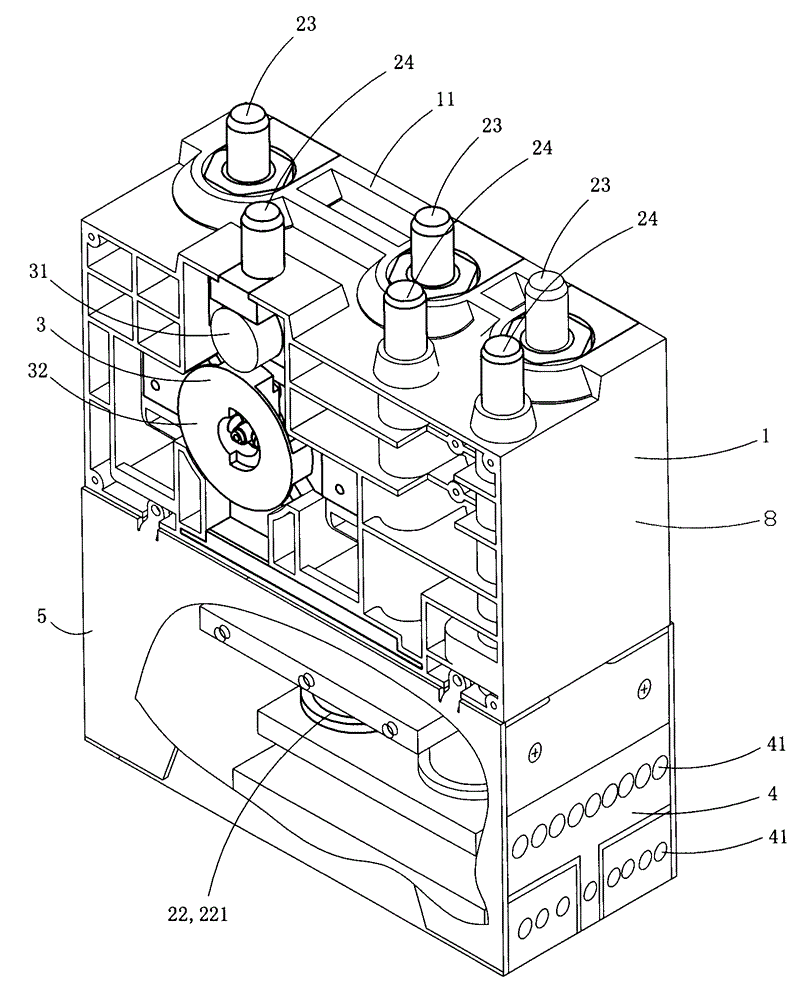 Mining vacuum feeder switch device with isolating fractures