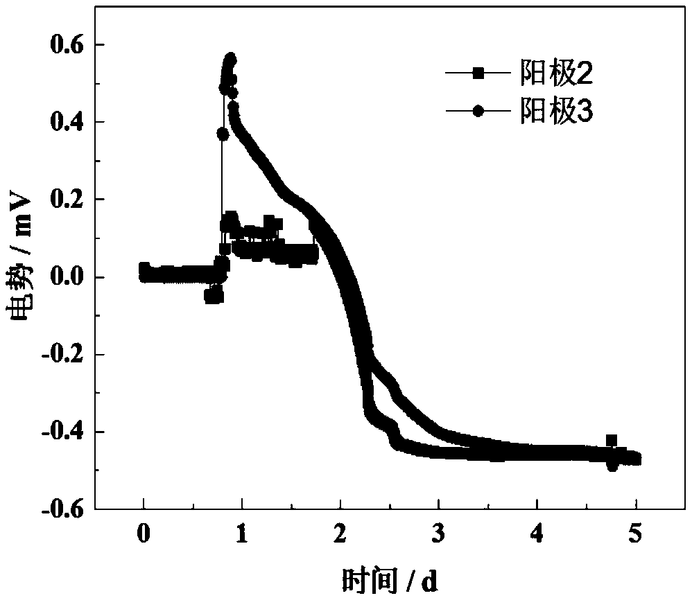 Rapid starting method of biological electrochemistry technology for removing oxygen from oil field wastewater