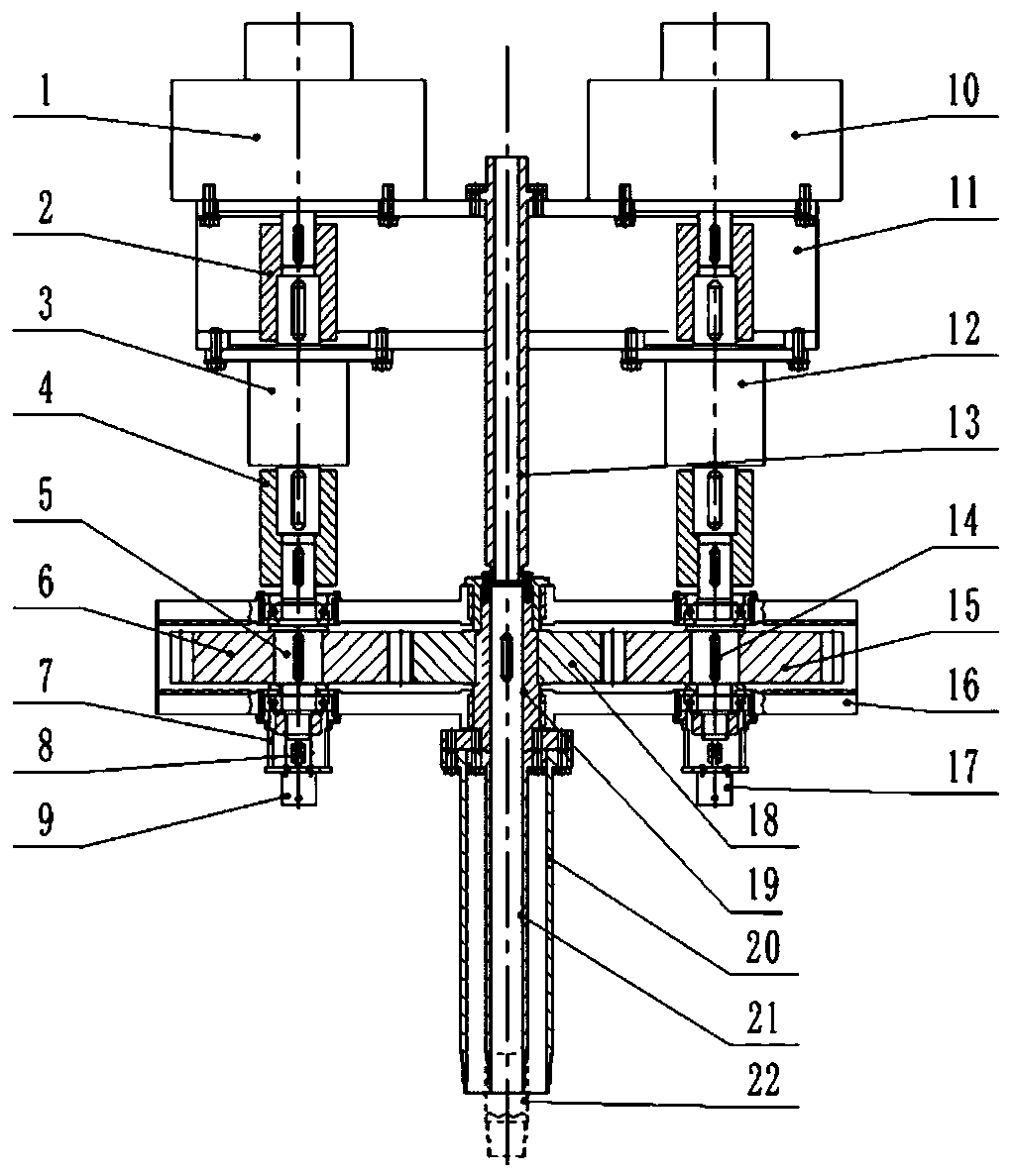 Hydraulic power head for core sampling drilling machine and core sampling drilling machine