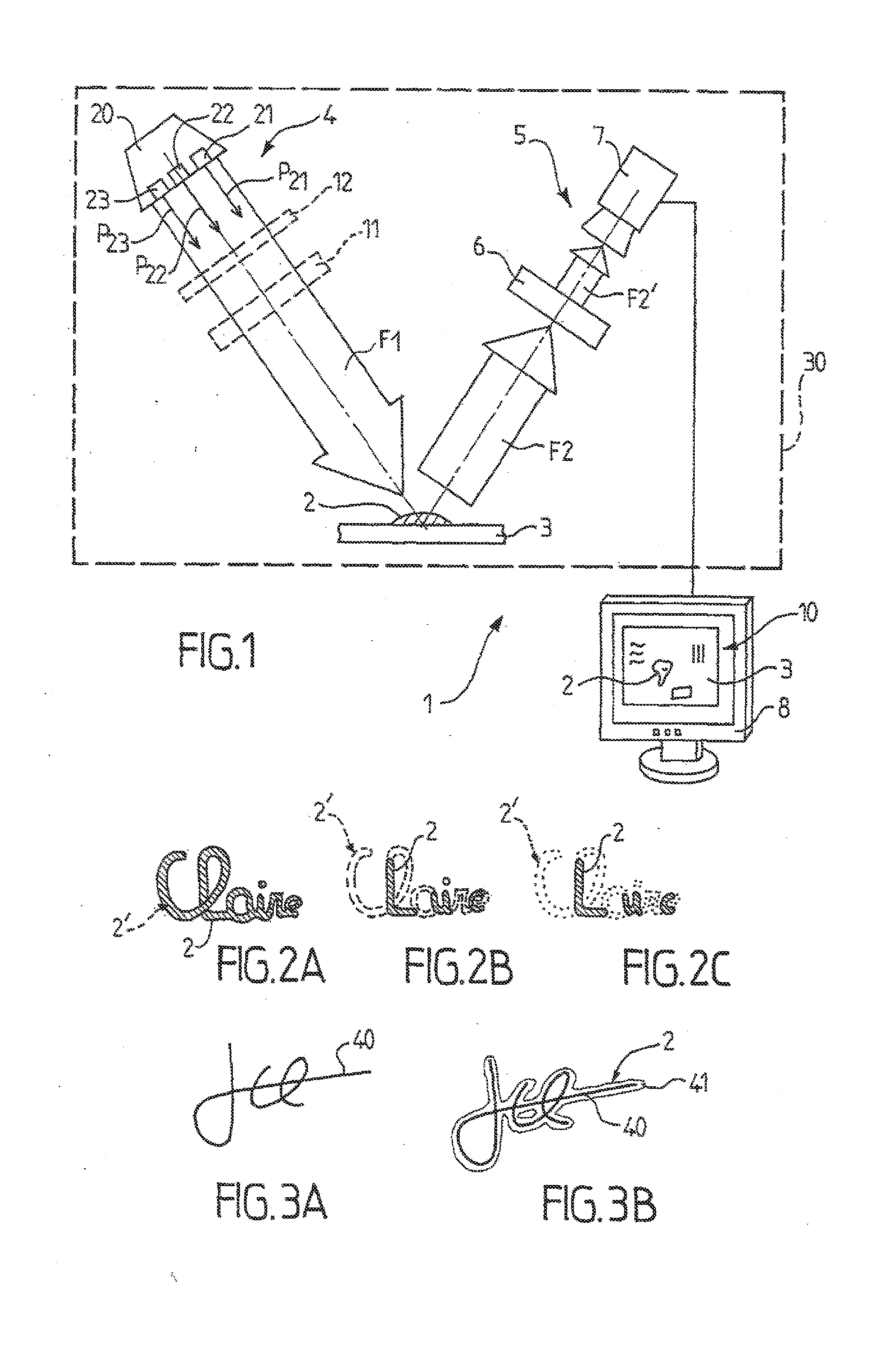 Device and method for the optical analysis of documents