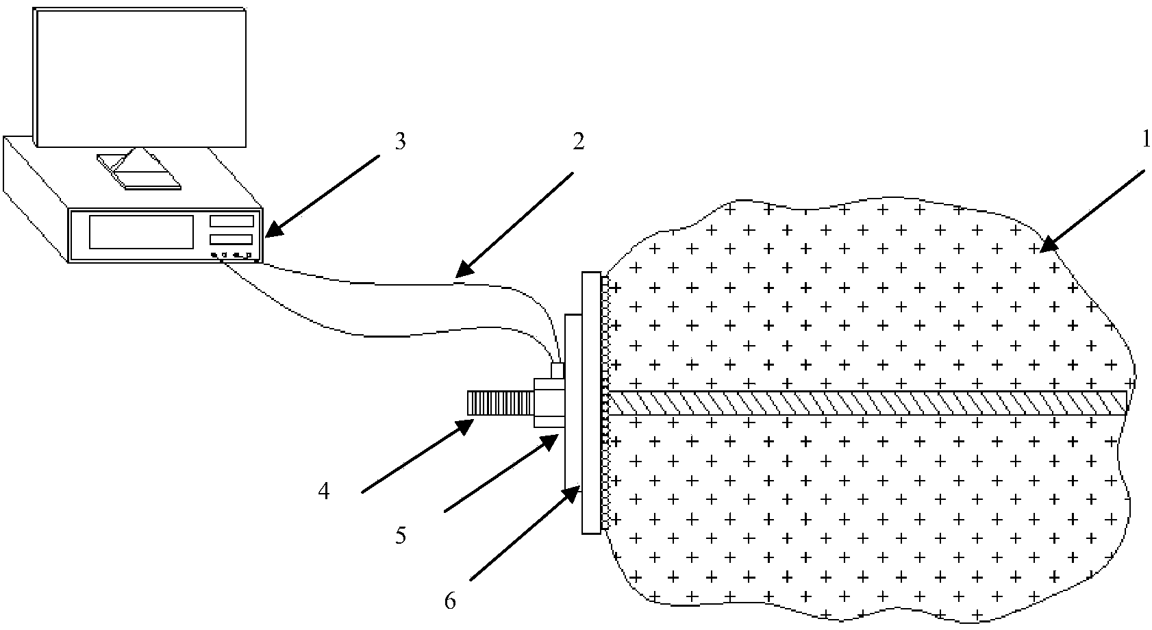 Non-contact anchor rod drawing force measuring method based on eddy current impedance method