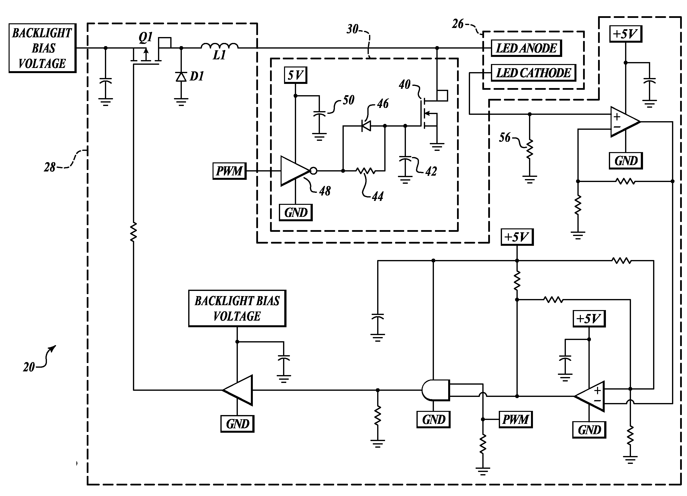 Hysteretic LED driver with low end linearization