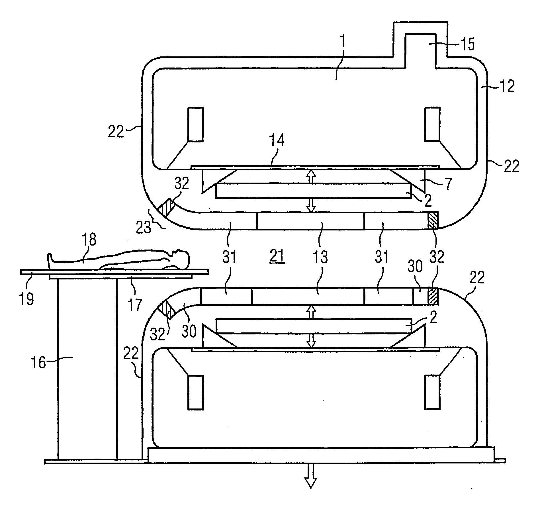 Encapsulation of a magnetic resonance tomography device for attenuation of low sound frequencies