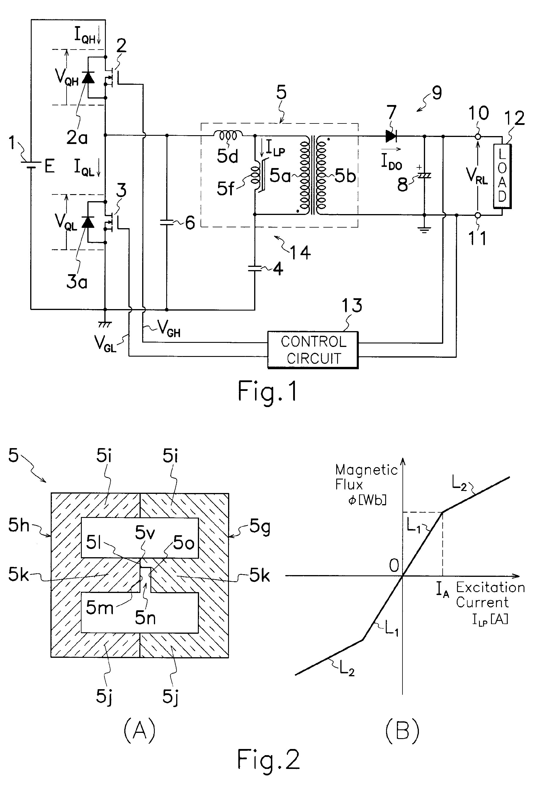 Resonant switching power source having first and second switching elements connected in series to a DC power source