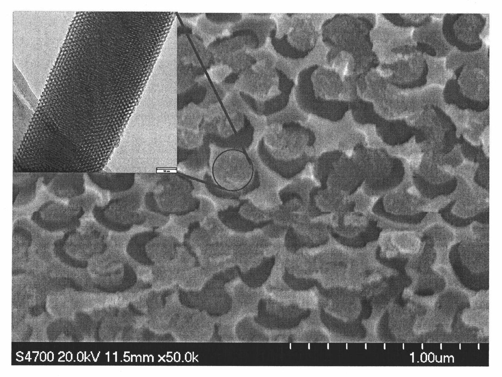 Directional grown mesoporous adsorption material with controllable structure and preparation method thereof