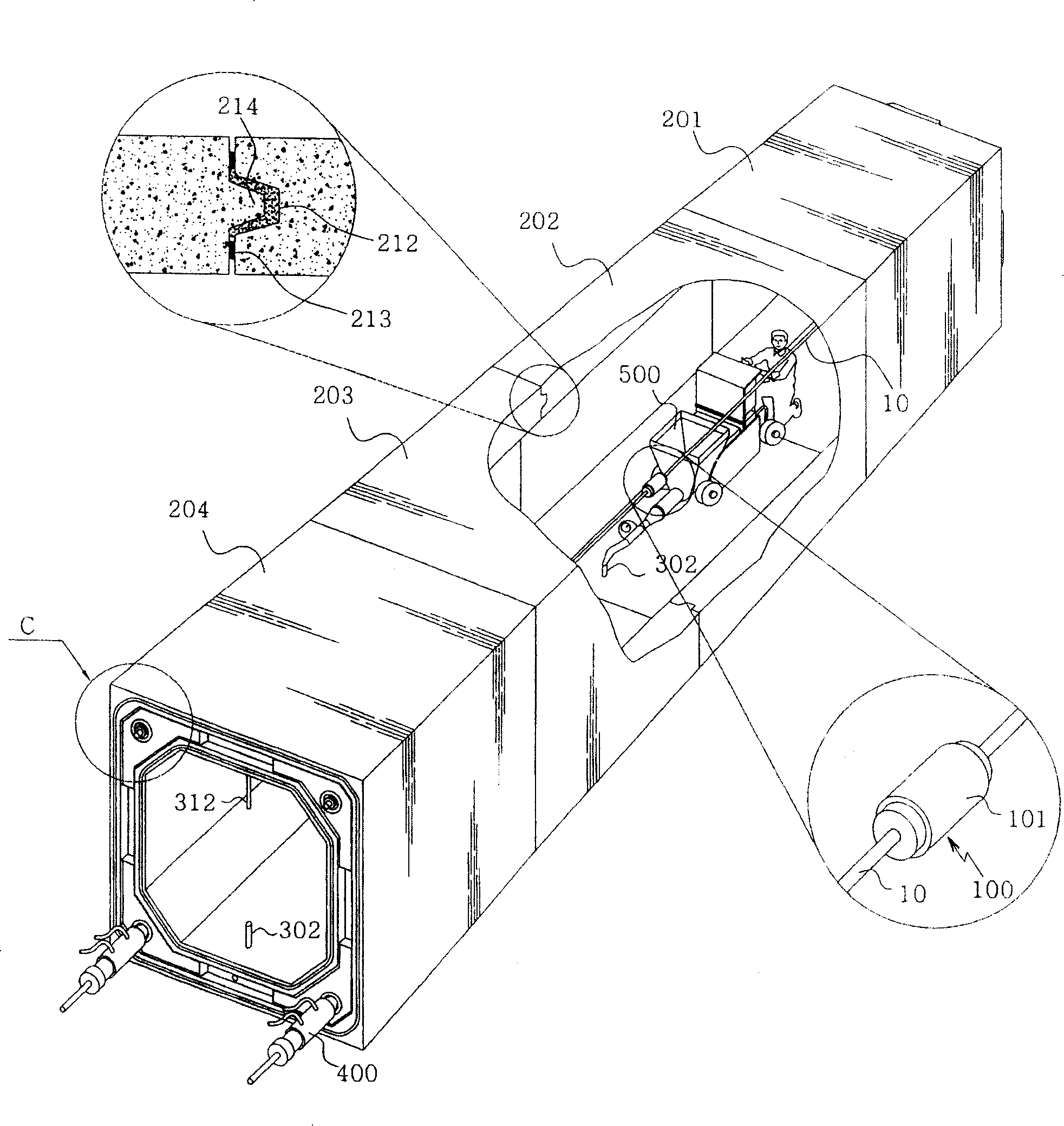 Prefabricated concrete box culvert using grouting method and bidirectional anchoring system as well as mounting structure and method thereof