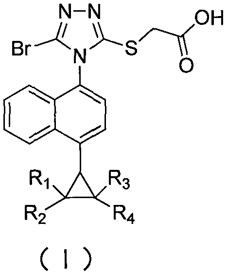 2-[5-bromo-4-(4-fluorocyclopropylnaphthalen-1-yl)-4h-1,2,4-triazol-3-ylthio]acetic acid compound and its application