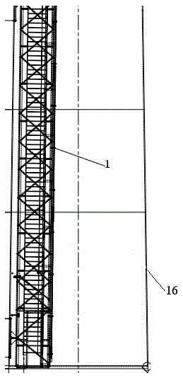 An integrated truss device inside a tower and its installation method