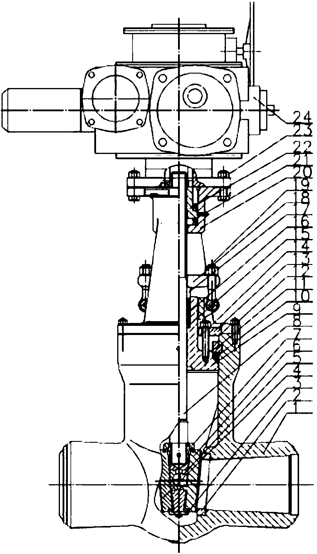 Supercritical forging electric sluice valve with double sluice plates