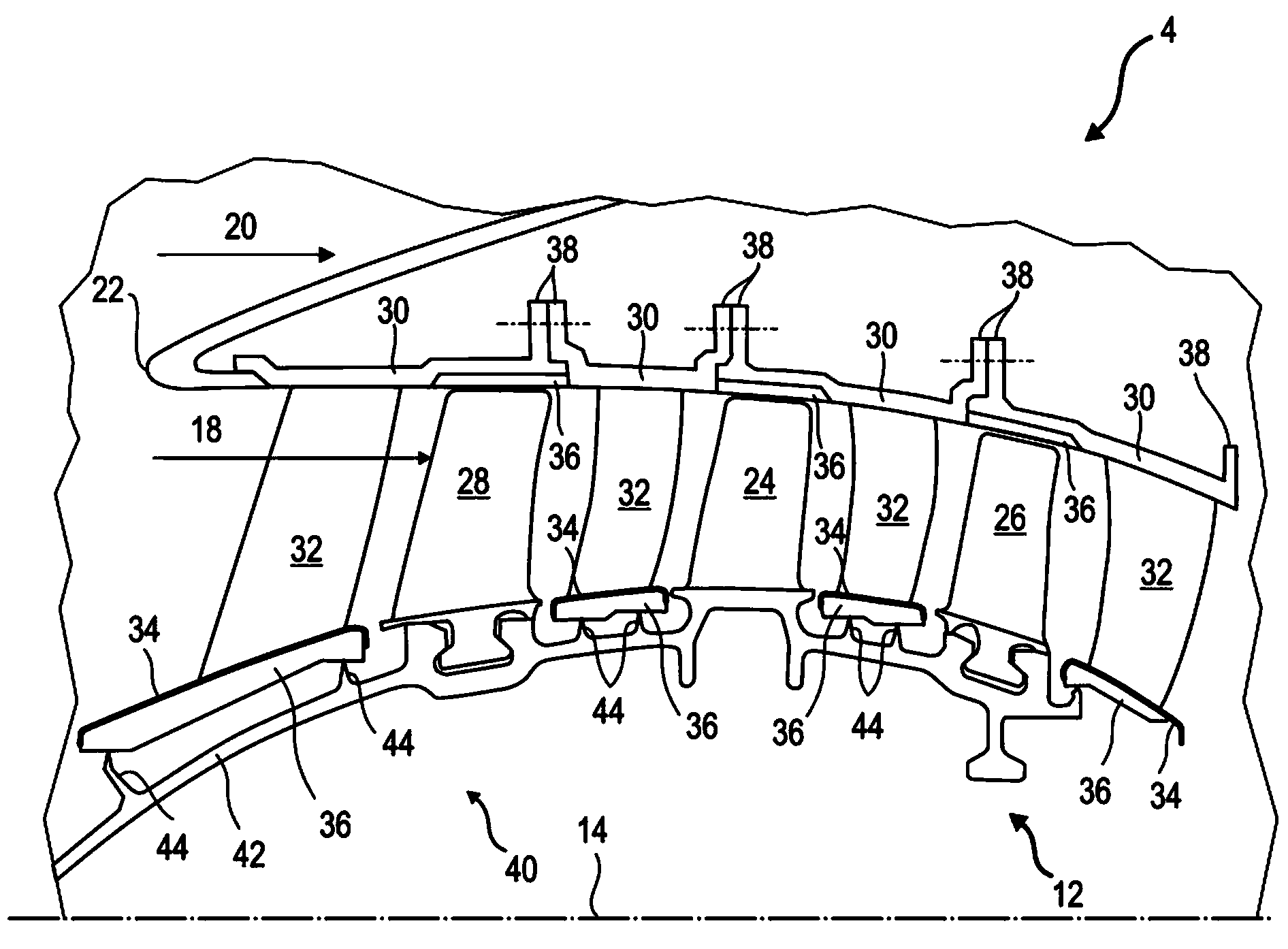 Axial turbomachine compressor drum with dual means of blade fixing