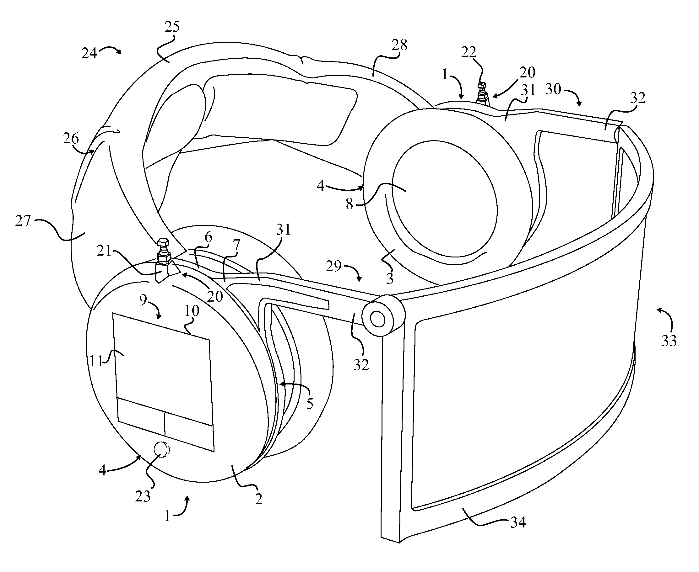 Headset with adjustable display and integrated computing system