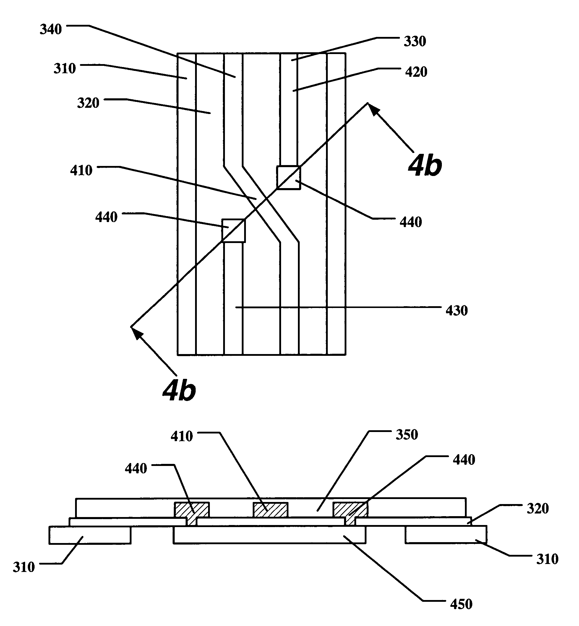 Method for providing electrical crossover in a laminated structure