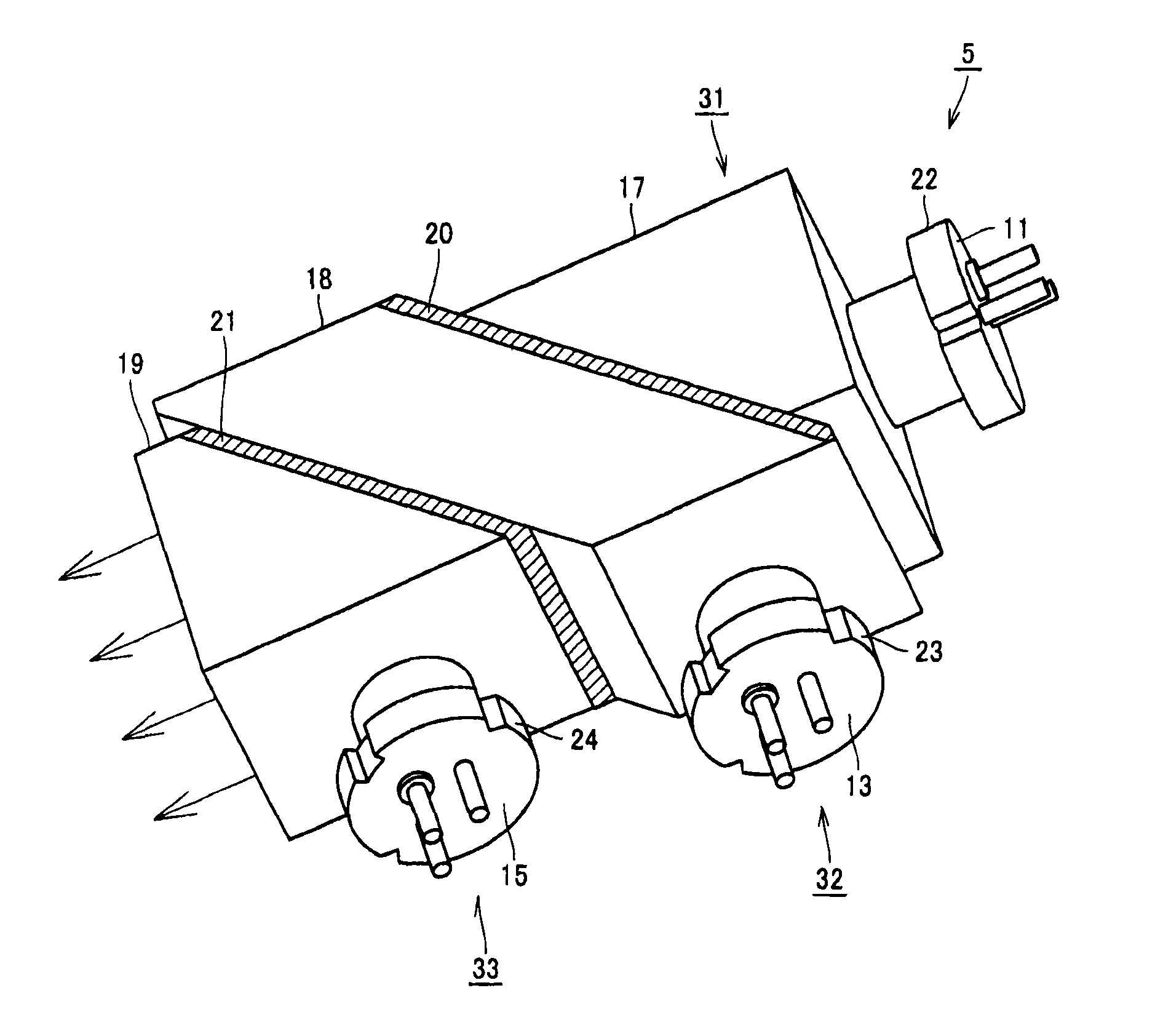 Projector emitting laser light of multiple colors and optical axis adjusting method for the projector
