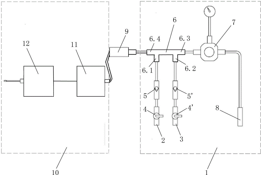 A gas supply gas path automatic switcher with gas path low pressure SMS alarm function