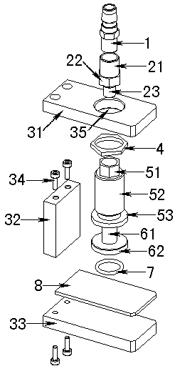 Device and method for sealing and locking liquid-cooled radiator nozzle