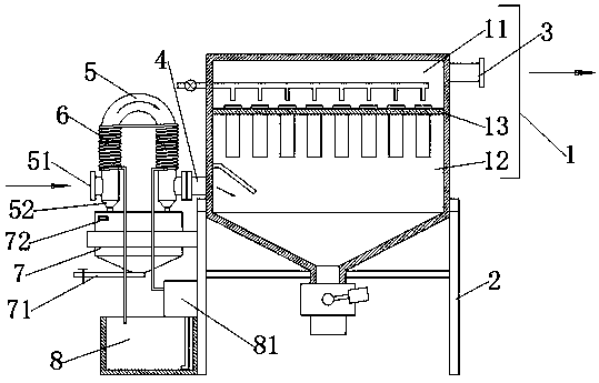 Bag-type dust removal device with water vapor treatment function