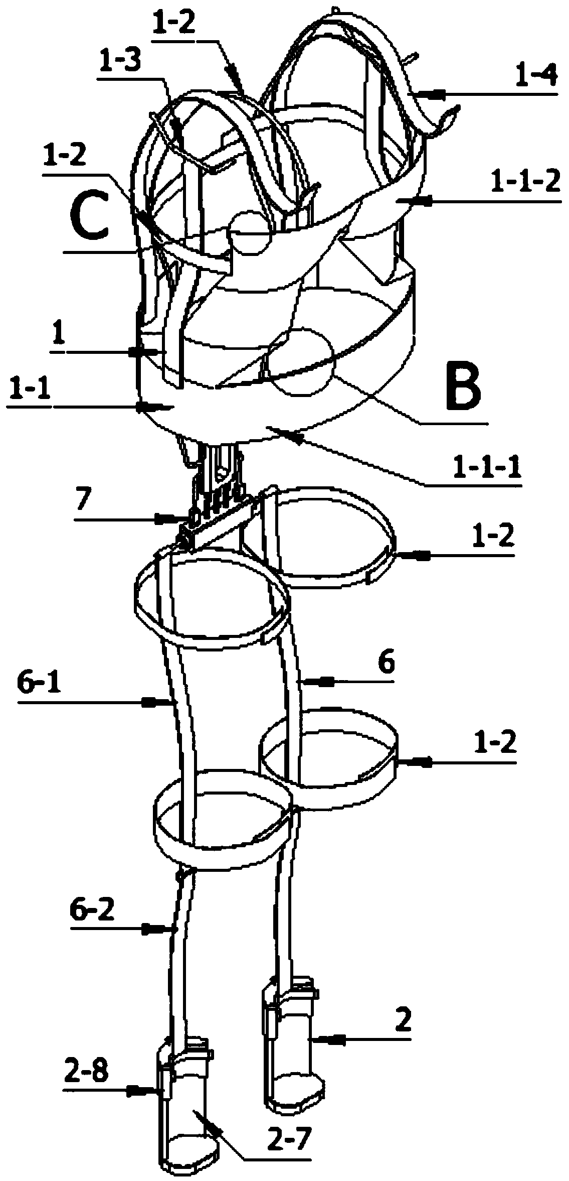Support device acting on chest and abdomen