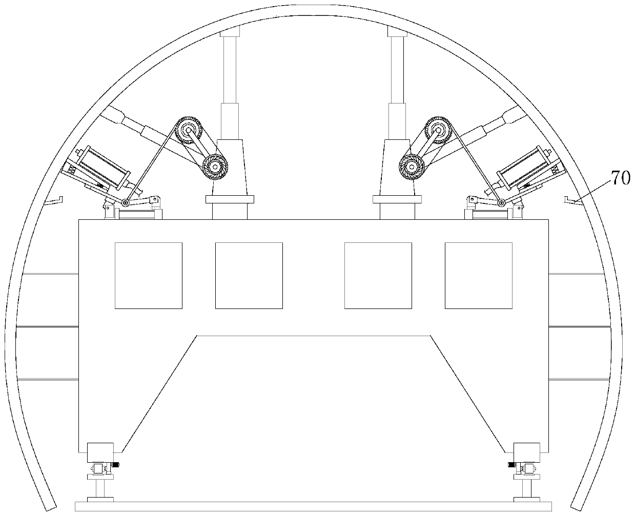 A tunnel construction trolley