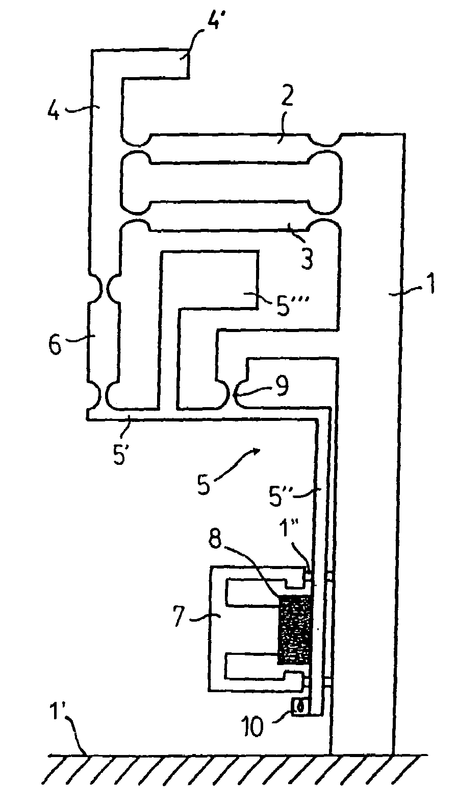 Weighing system having an angle lever with a long vertical lever arm
