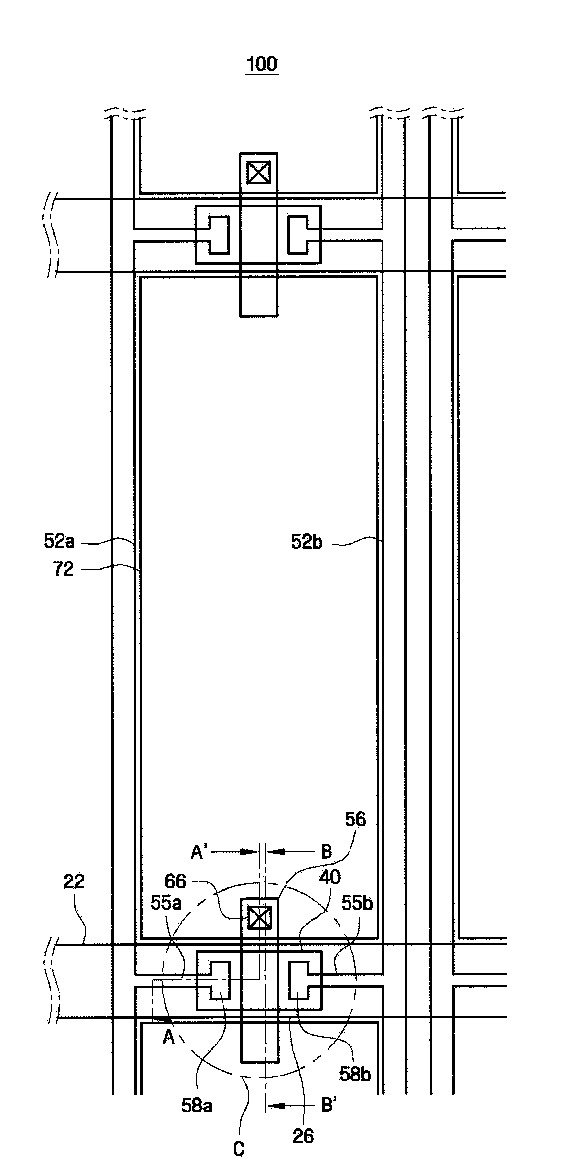 Thin film transistor substrate having structure for compensating for mask misalignment