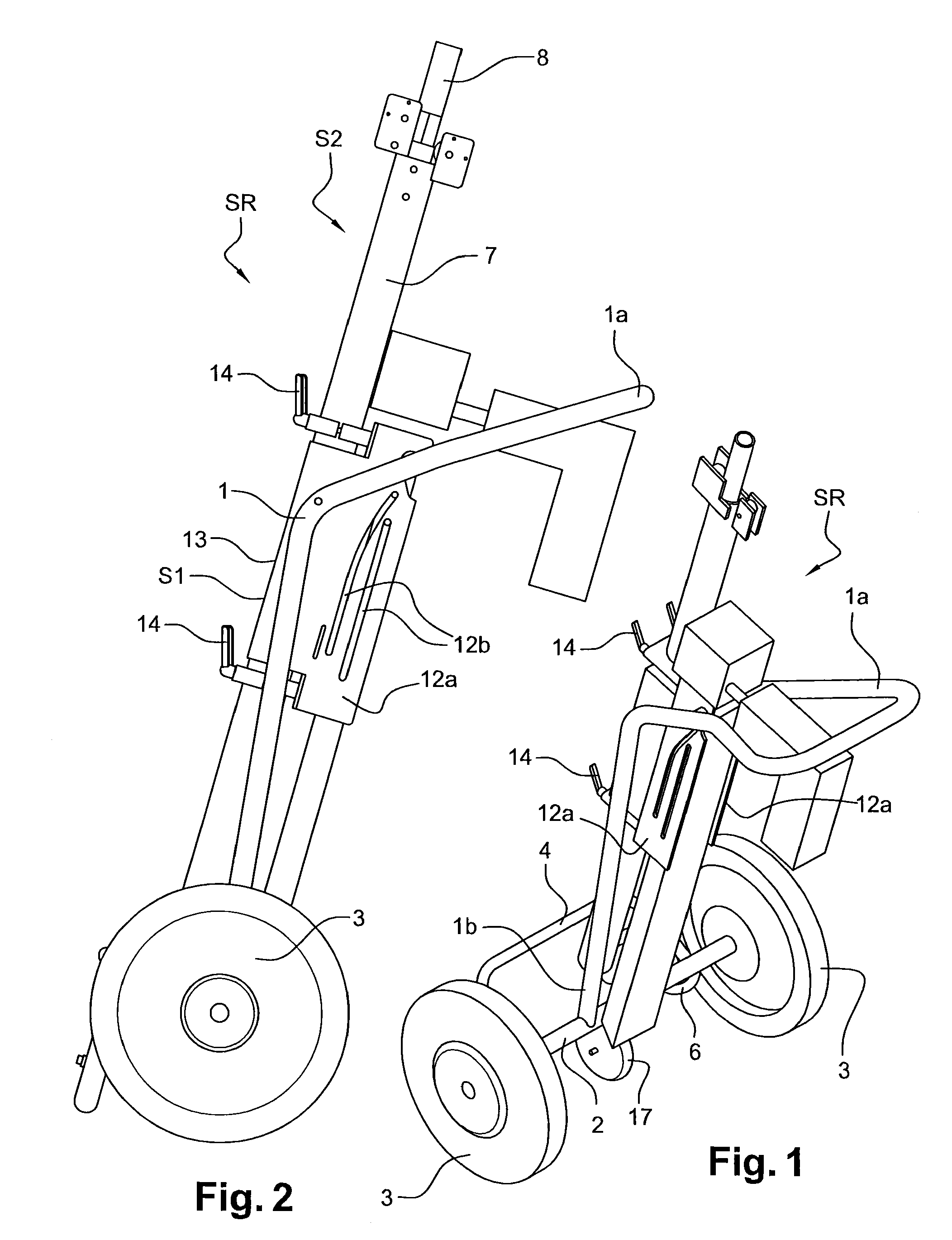 Wheeled structure for handling and fitting panels or plates