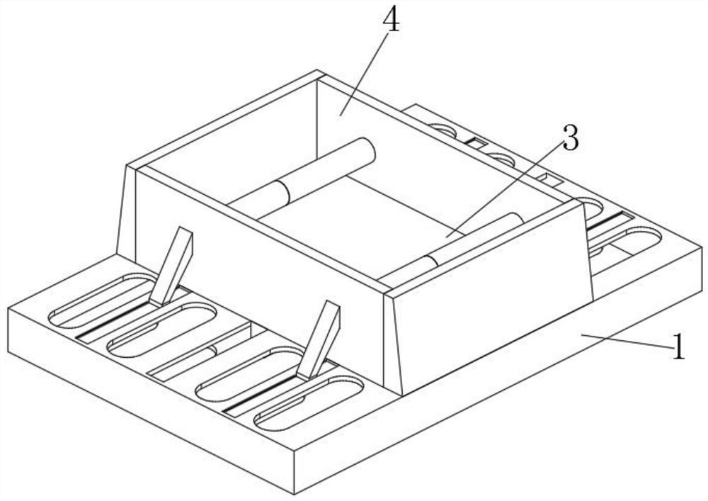 A molding device for the production of concrete block bricks