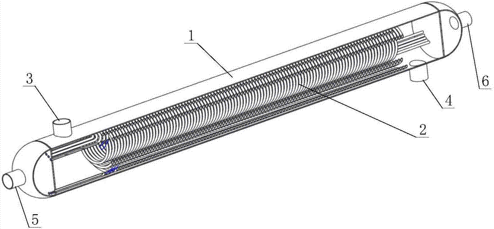 Coiling device and method for spiral heat exchange tube core in heat exchanger