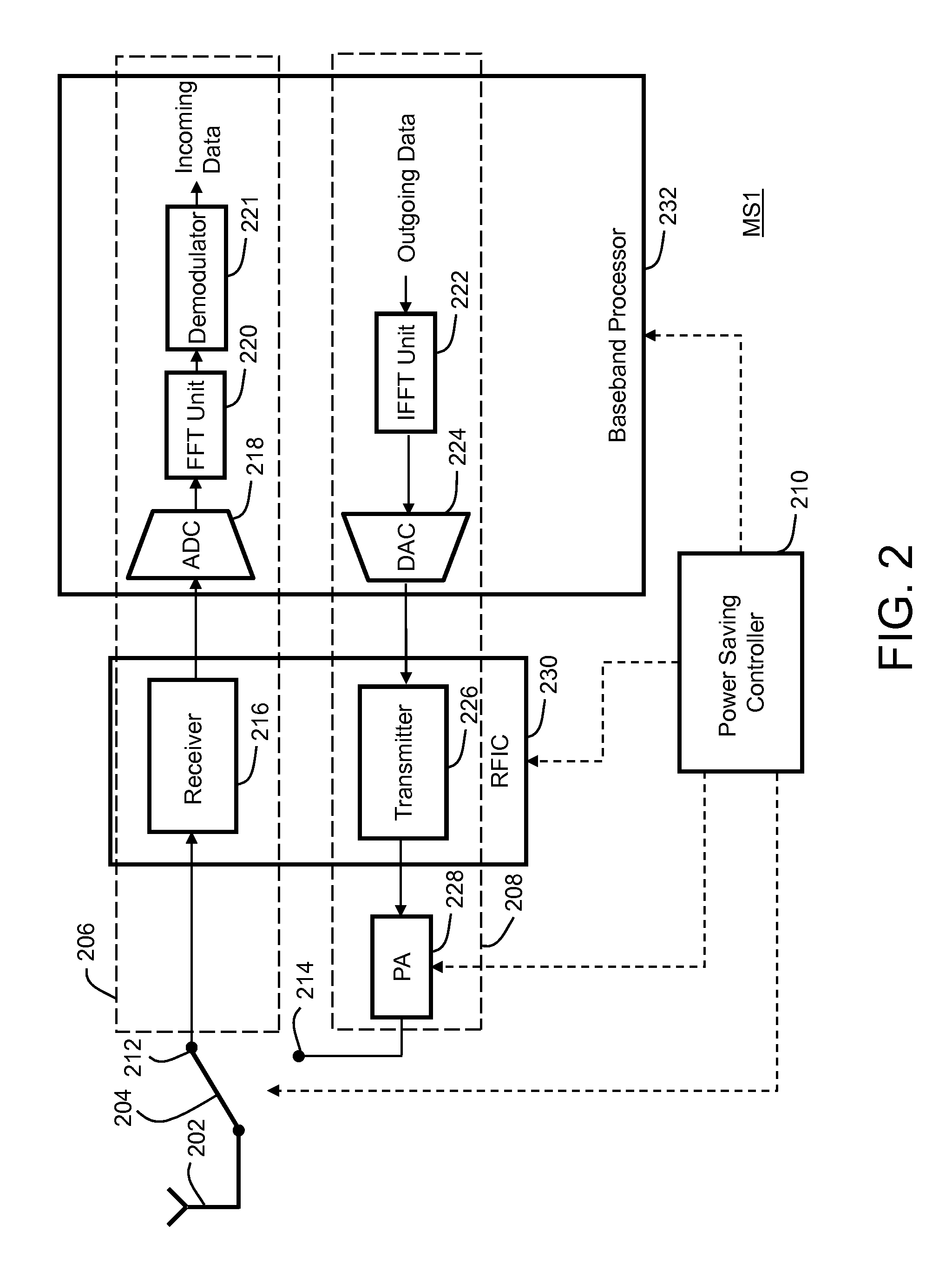 Method for reducing power consumption in a multi-user digital communication system and mobile station employing the method
