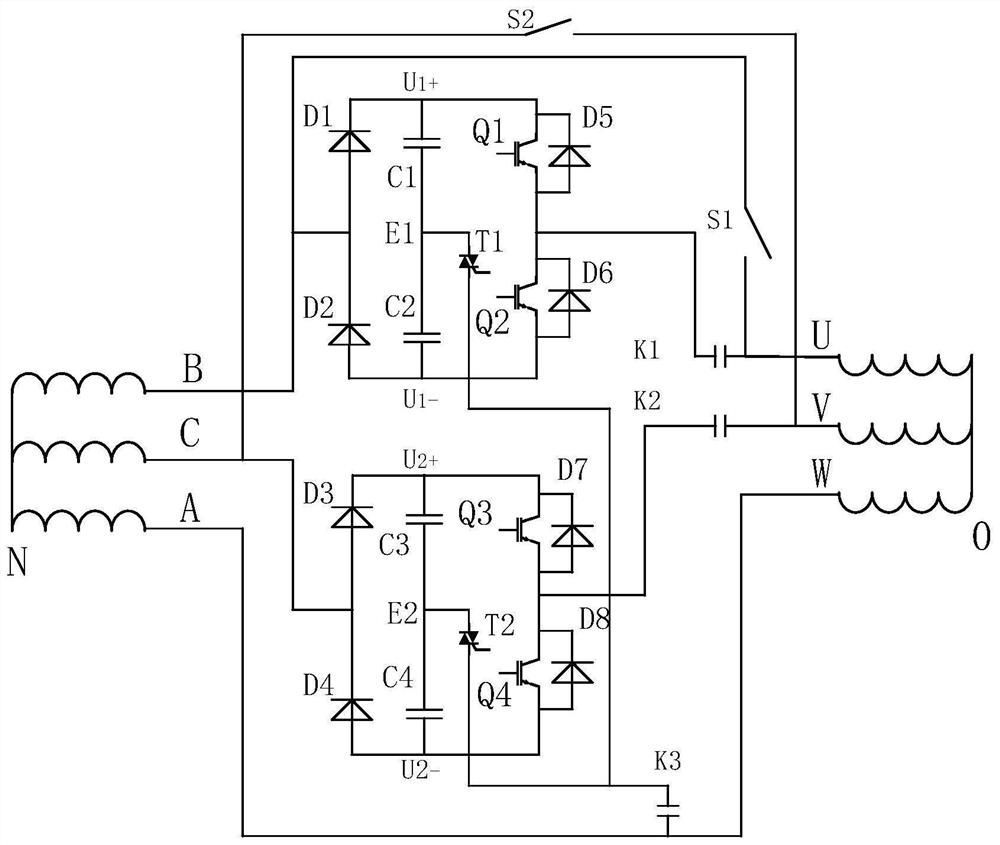 Independent double-bridge-arm variable-frequency soft starter and control method thereof