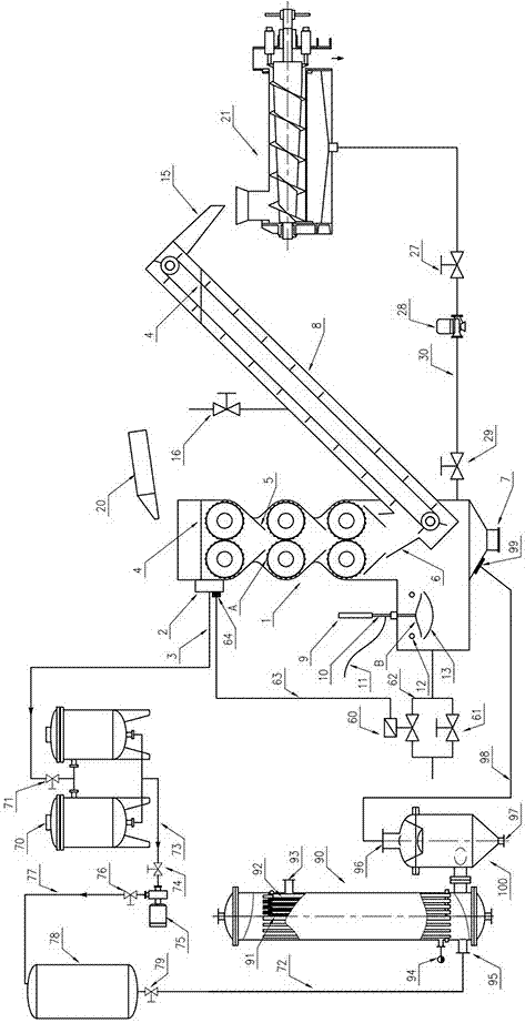 Spline curve roller type liquorice fluid extract extracting device with feeding machine and dehydration machine