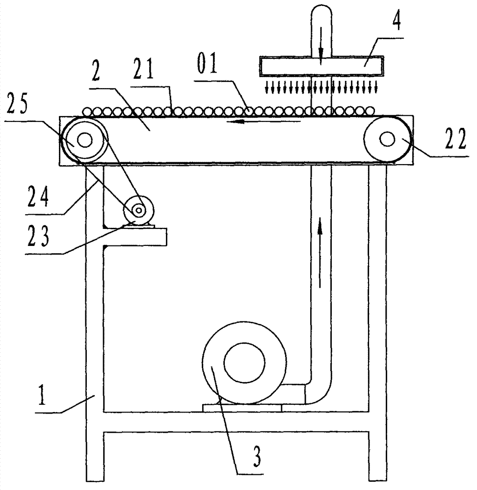 Quick blow-drying device for transfer printing marks of shaping rubber pipe products