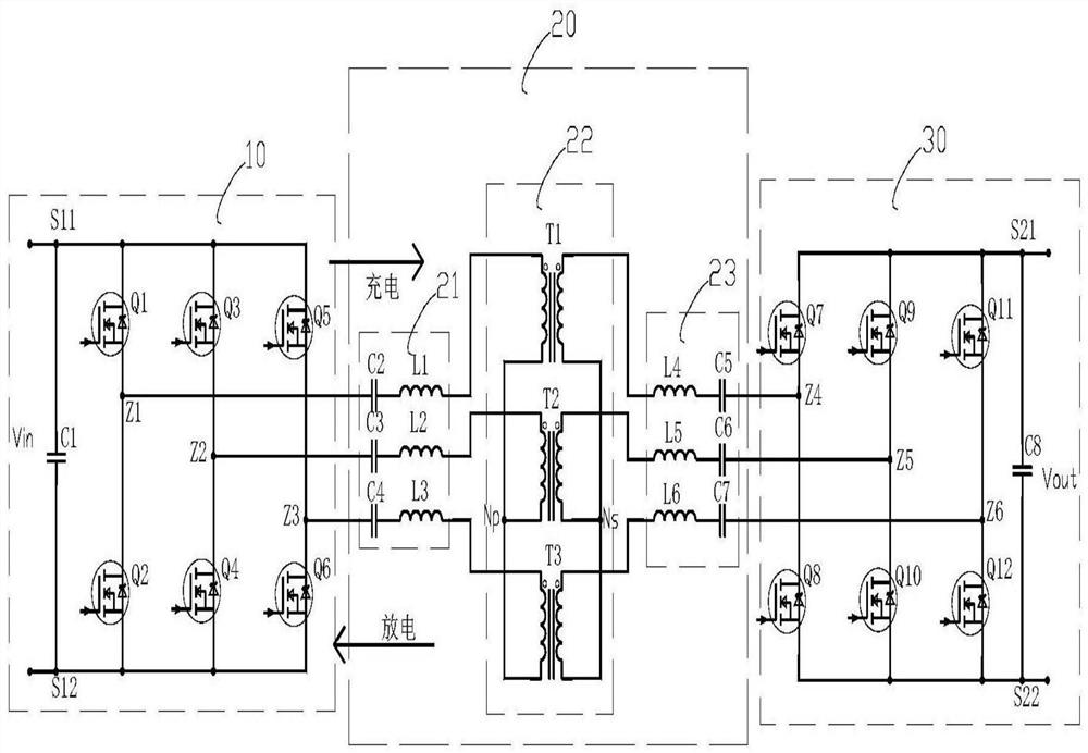 Three-phase LLC resonant direct-current converter