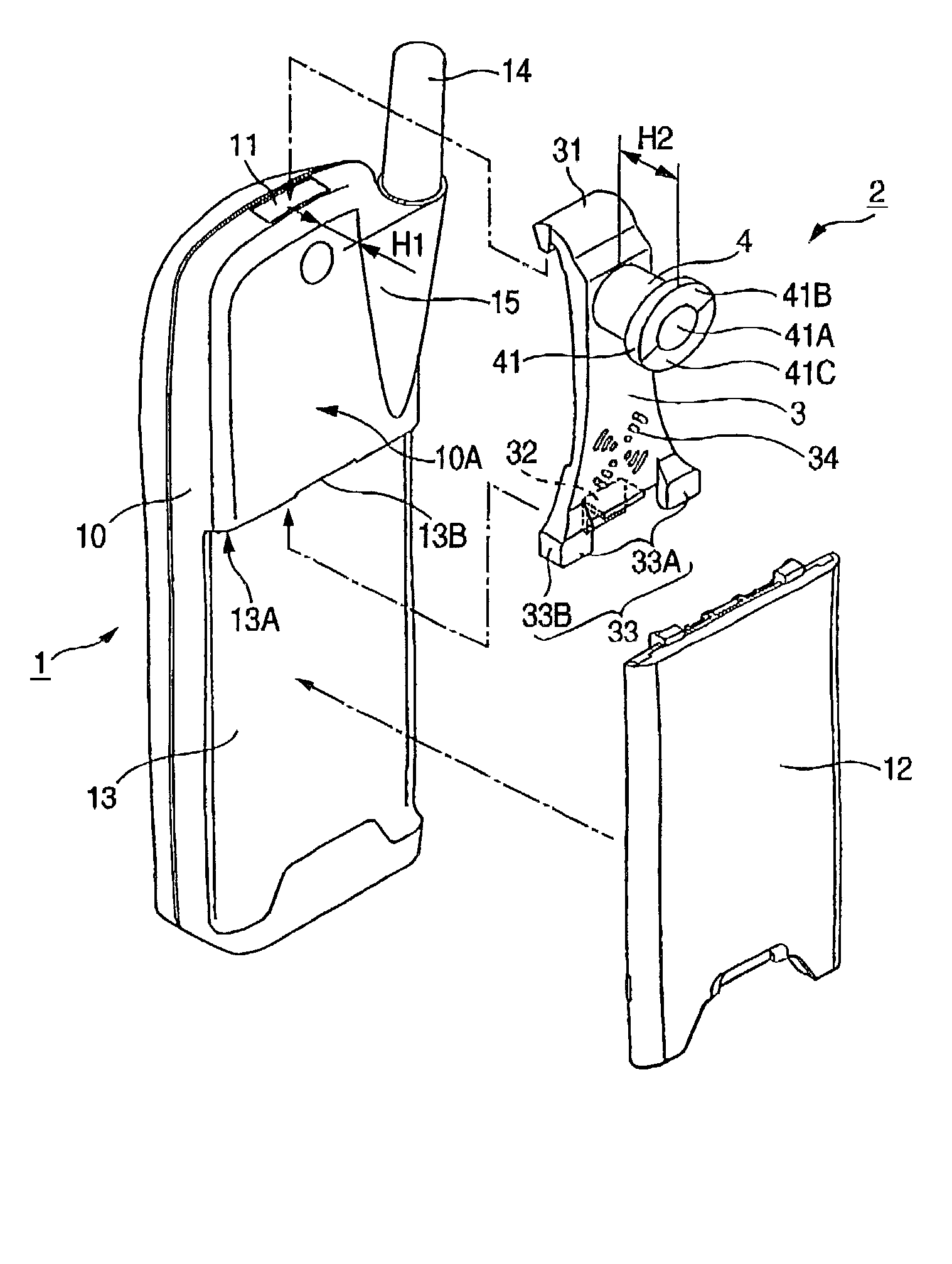 Cellular phone securing device and onboard holder for vehicle use