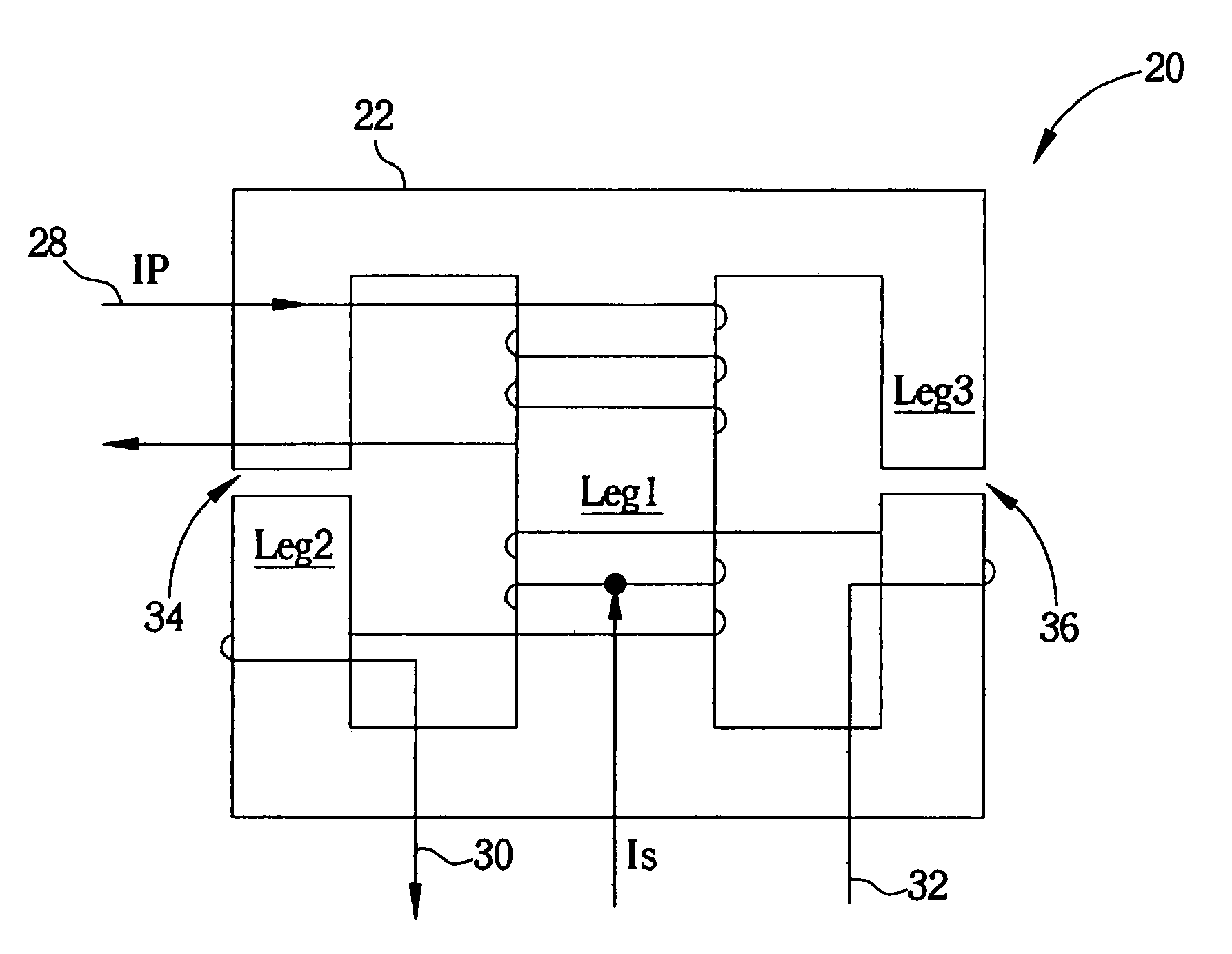 DC transformer with an output inductance integrated on a magnetic core thereof and a DC/DC converter employing the same