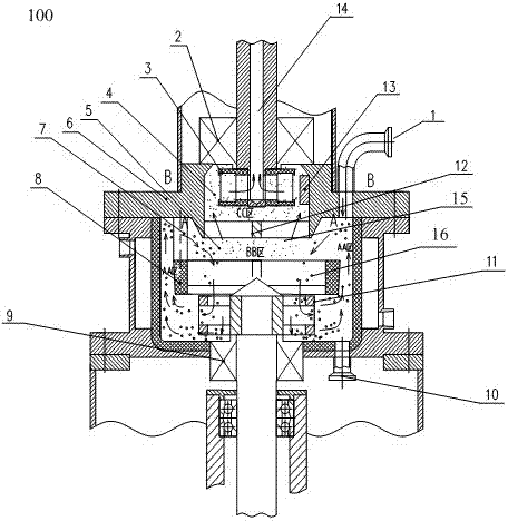 Medium mixing type wet grinding dispersing device