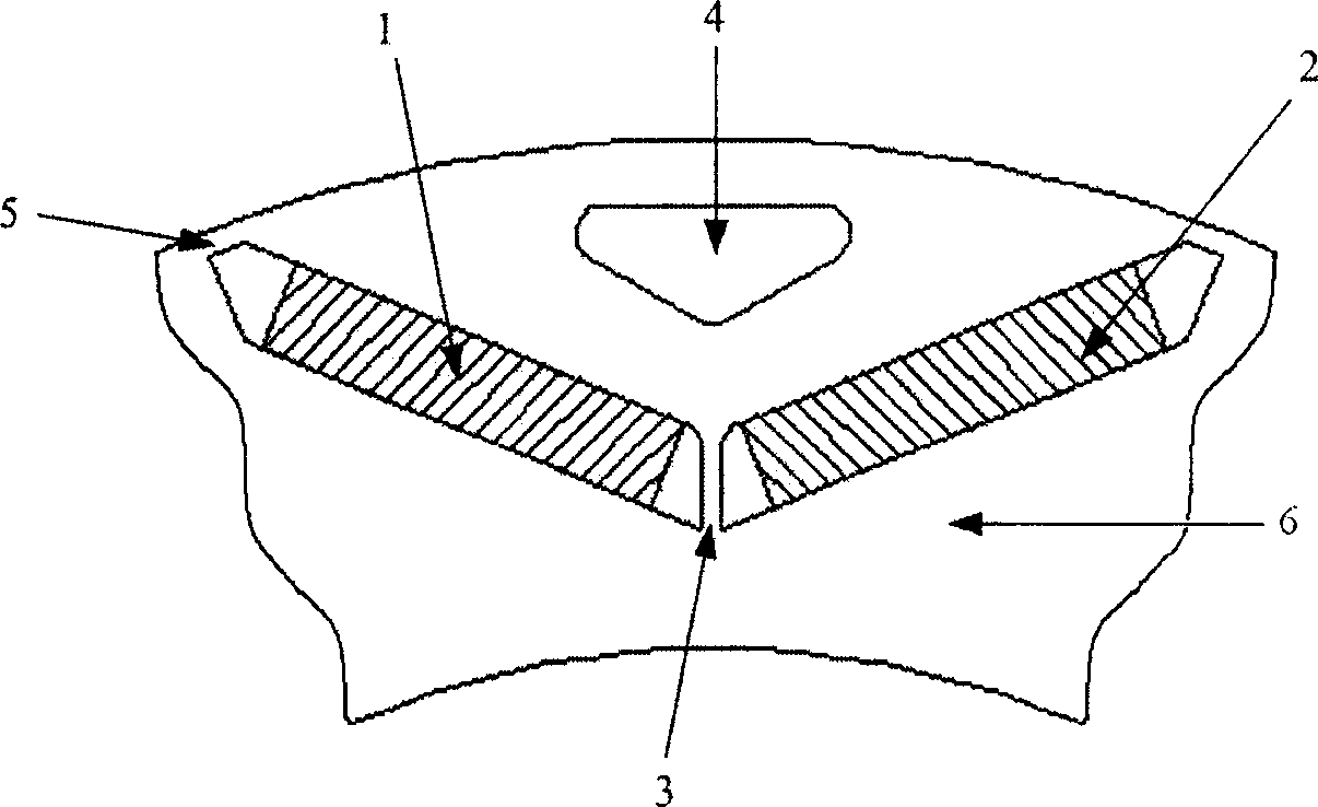 'V' type builti-in rotor of permanent megnet dynamo