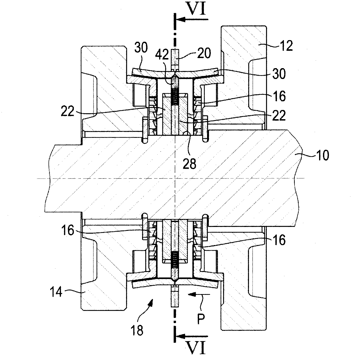 Transmitter with preassembled synchronizing rings